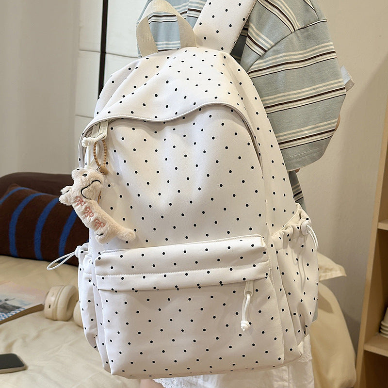 Ins polka dot school bag new arrivalniche style backpack college student fashion travel backpack easiest for match large capacity backpack