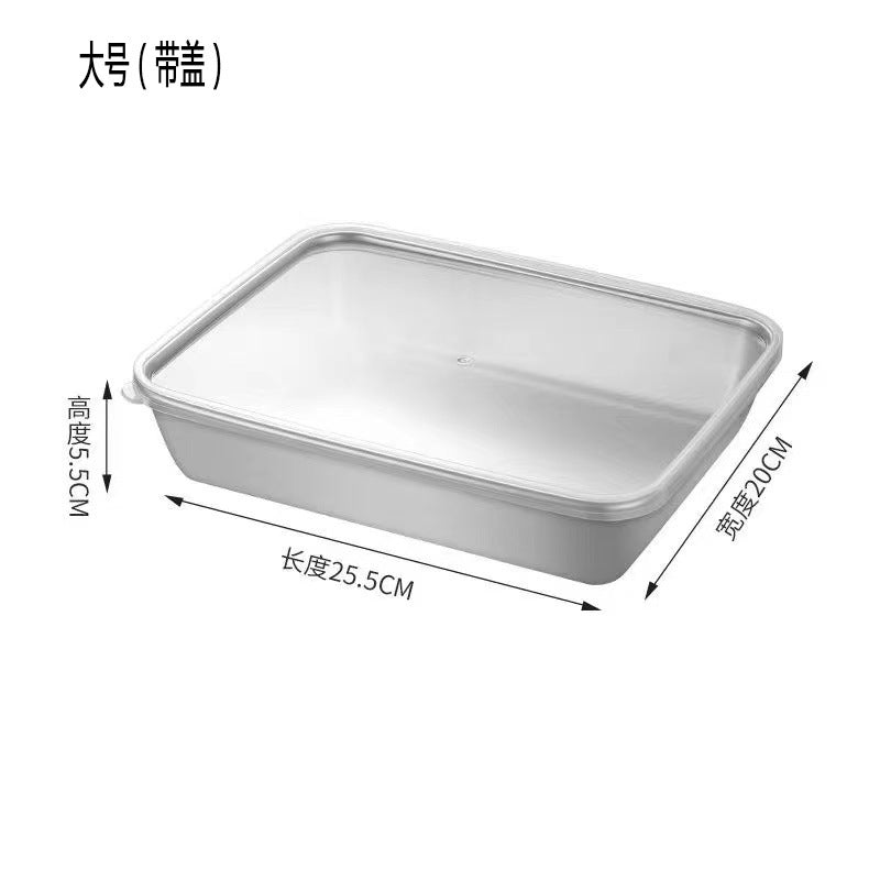 stainless steel towel tray for homemultifunctional covered square tray refrigerator food preservation box barbecue tray manufacturer