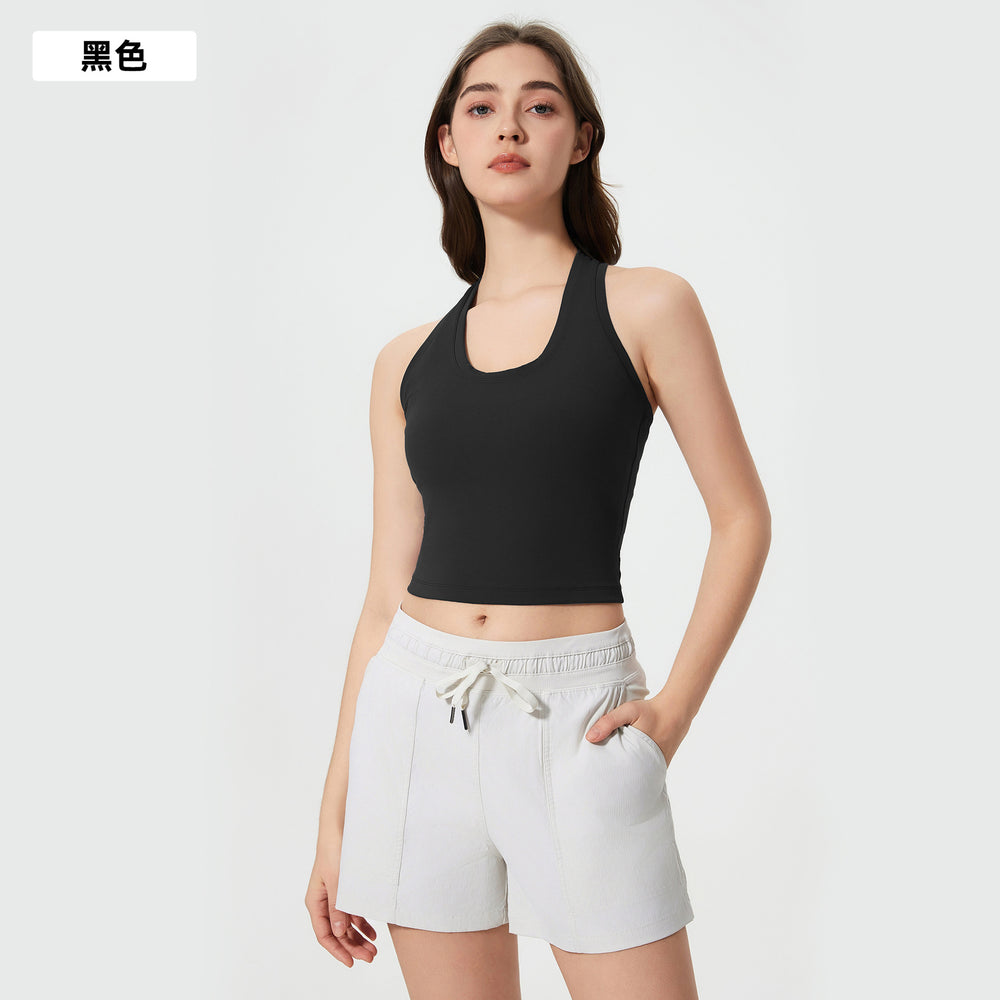 Spring/summer new racerback yoga top - versatile cropped workout tank for women (d25032)