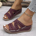 Amazon  spring/summer new arrival: women's plus size embroidered & hollow-out wedge sandals - wholesale for export