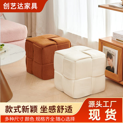 Sofa stool for home living room footrest bedroom casual low stool corduroy twist stool beige stool cross-border hot selling