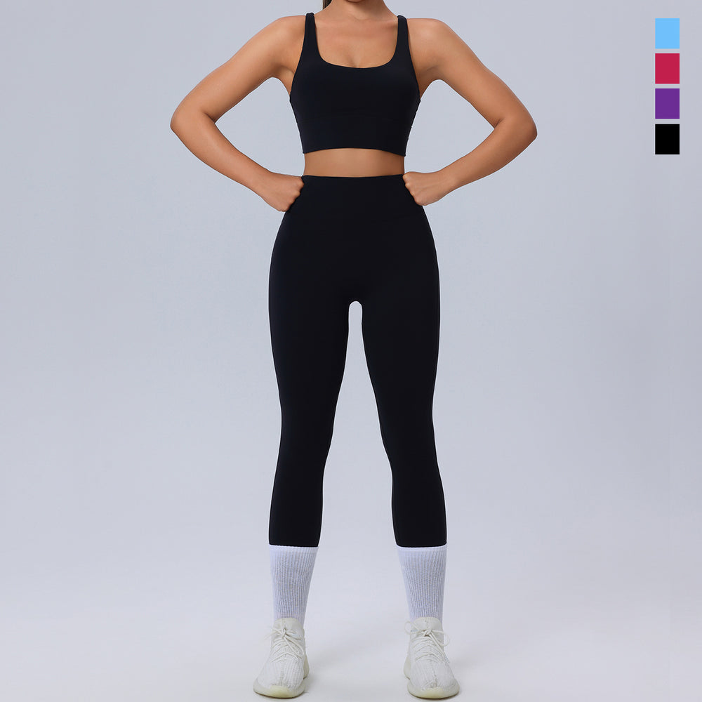 new plus size yoga outfit set for women - brushed, barely-there feel, tight-fitting activewear, high-stretch, breathable fitness set