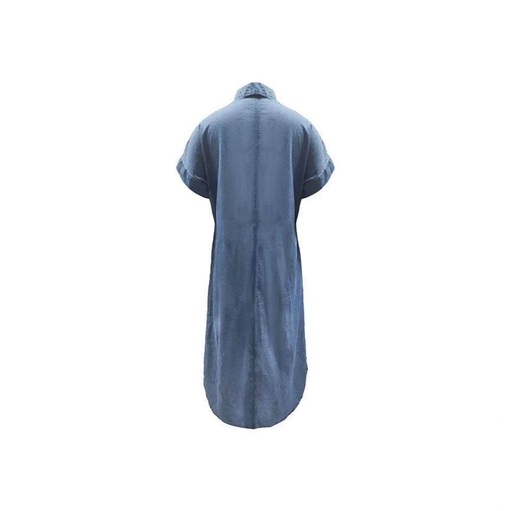Independent station  fashion clothing summer short-sleeved denim dresscasualwork clothingloose women's dress