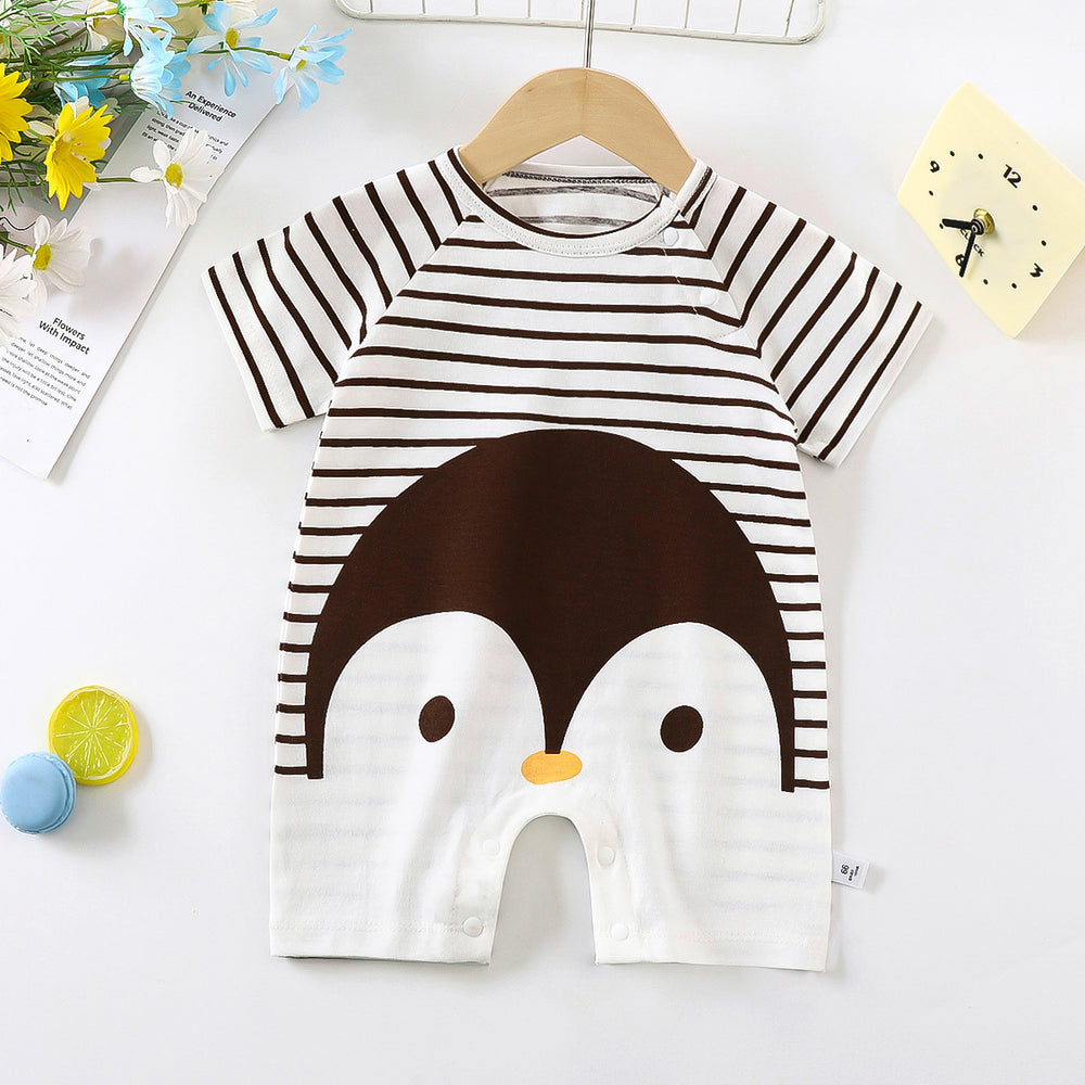 Baby clothes summer thin pure cotton air-conditioning clothes pajamas newborn baby short-sleeved onesie baby outing khaki crawling