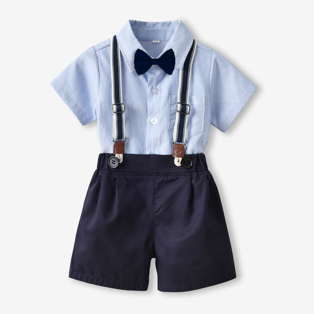 Boys' summer outfit set: new stylish baby trendy fashionable shirt, short-sleeve children's shirt, summer boys' shirt
