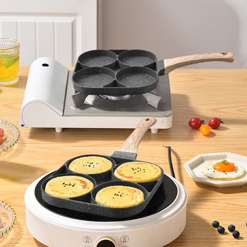 Medical stone hamburger pot internet celebrity hot-selling for home kitchen omelette pot four-hole breakfast pot all-in-one die-cast steak frying pan