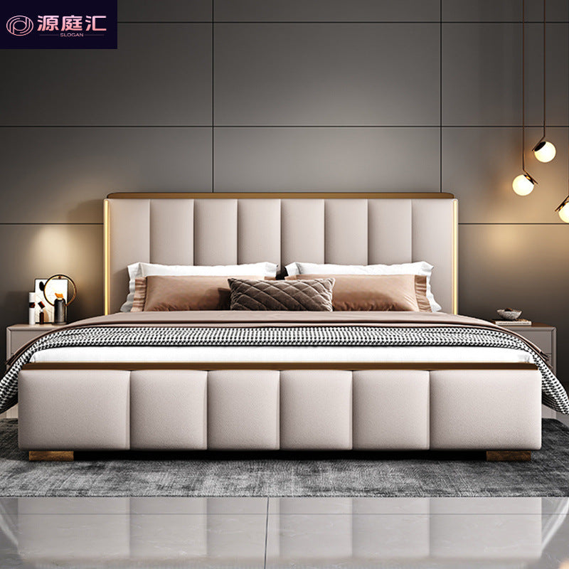 Italian light luxury master bedroom double bed ultra-thin bedside bed classy master bedroom bedroom for home storage princess wedding bed