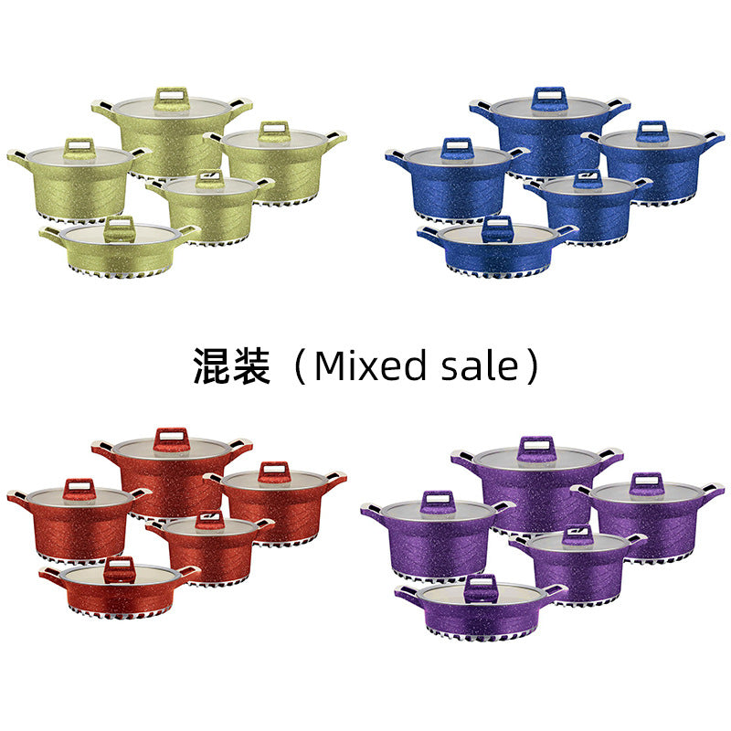 Queen time 10pcsfor home aluminum pot kitchen utensils die-cast non-stick pot pot suitpot
