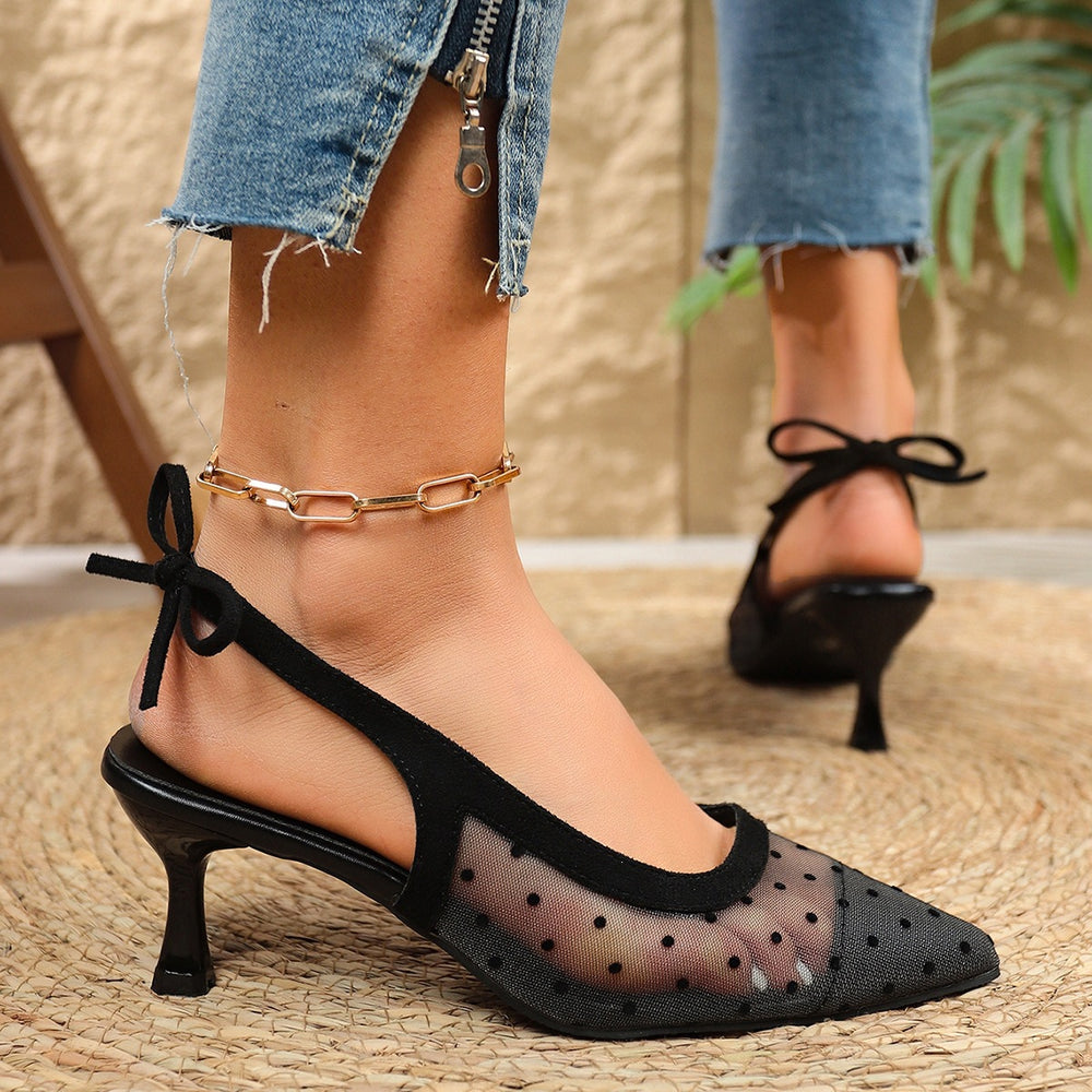 Mesh pointed toe high heel sandals women's 2026 new french style stiletto breathable closed-toe roman sandals summer fashion versatile