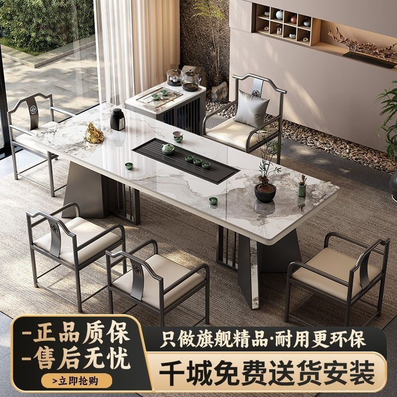 New chinoiserie luxury stone slate tea table table modern tea table and chair combination casualaccessible luxury office large board table tea making table