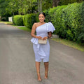 sourcing:  new women's off-the-shoulder, cinched-waist, bodycon, professional-style fashion dress
