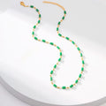 European and american cross-border fashion bohemian square glass handmade beaded necklace - versatile & unique statement piece