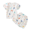 Baby short-sleeve set, one-year-old summer outfit, girls' ice silk top and shorts, lightweight summer two-piece set, 100% cotton