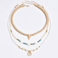 Wholesale heart-shaped pearl necklace cross-border vintage multi-layer pendant fashion key cherry european and american clavicle chain women's necklace