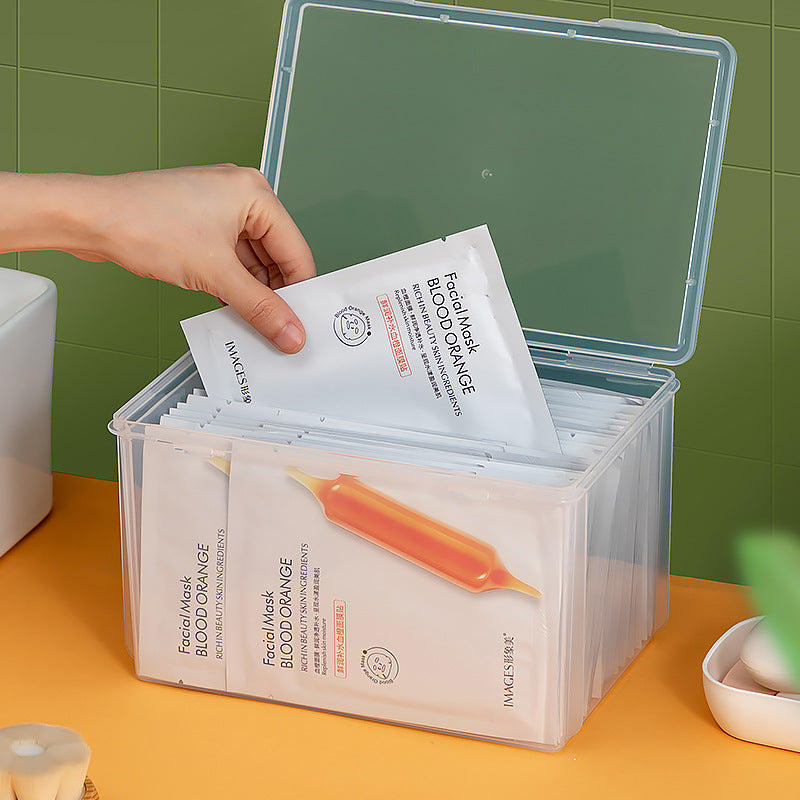 Japanese desktop storage box transparent skin care products cotton pad mask storage box dust-proof cosmetic storage box