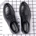 Men's leather shoes - new spring/autumn collection: textured leather, business casual, british style, korean design, perfect for work, groom, and weddings
