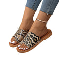 Exportplus size beach slippers for women  summer new arrival toe leopard print outwear soft bottom women's sandals slippers