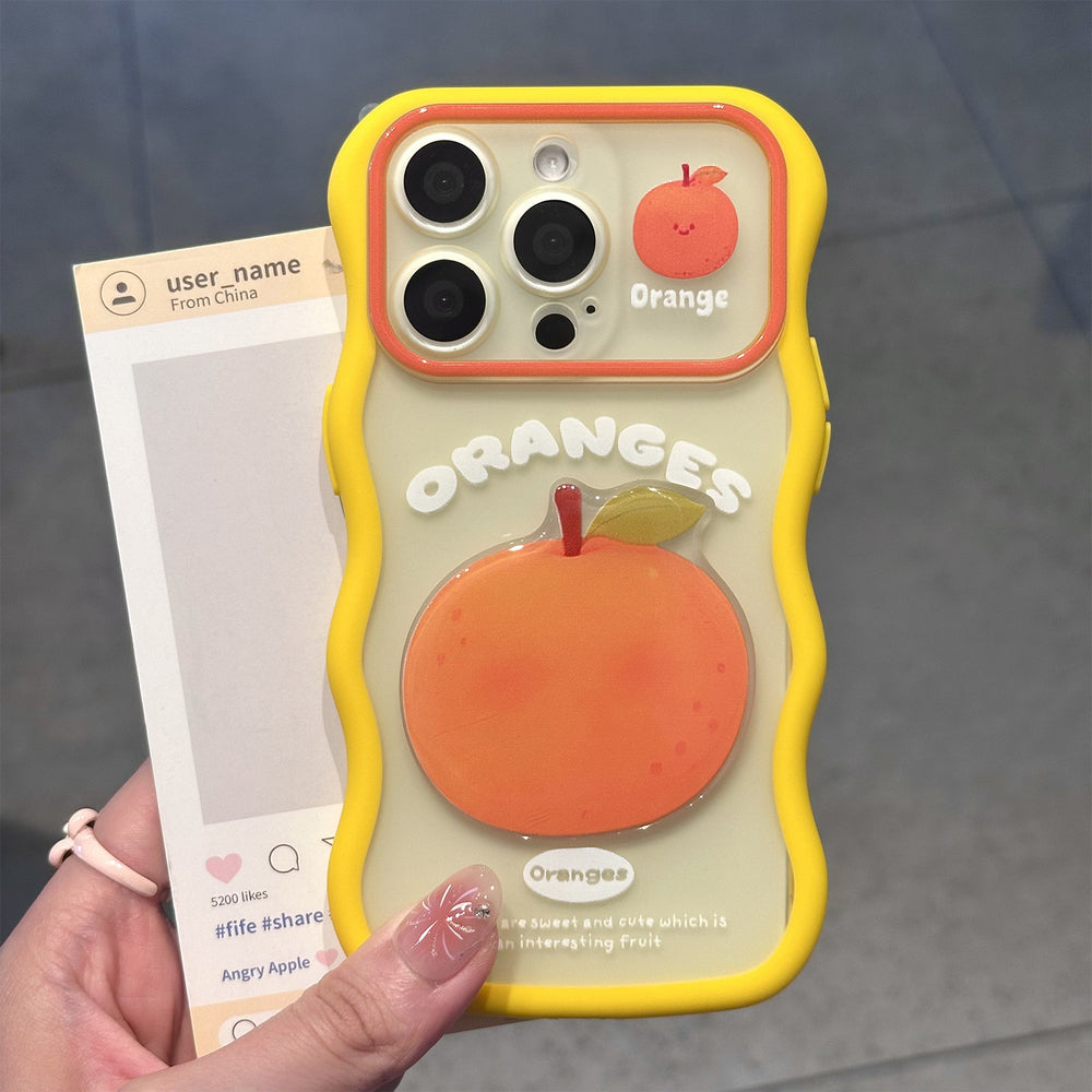 Three-dimensional blueberry peach orange fruit suitable for apple 17 mobile phone case fresh girl iphone 18 wave case 16