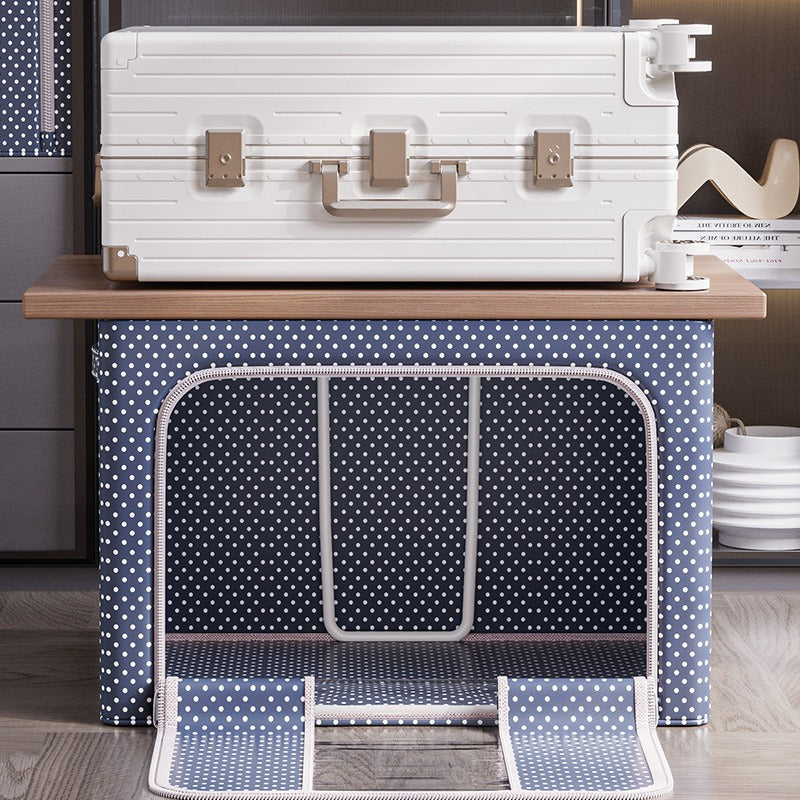 Household large-capacity thickened non-woven polka dot portable dustproof and moisture-proof window finishing foldable storage box