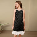 Girls' beaded tulle dress - new summer collection: korean style, ruffle trim, ready to ship