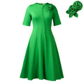 D586  european and american women's clothing  new short-sleeve solid color crew neck elegant african style export dress