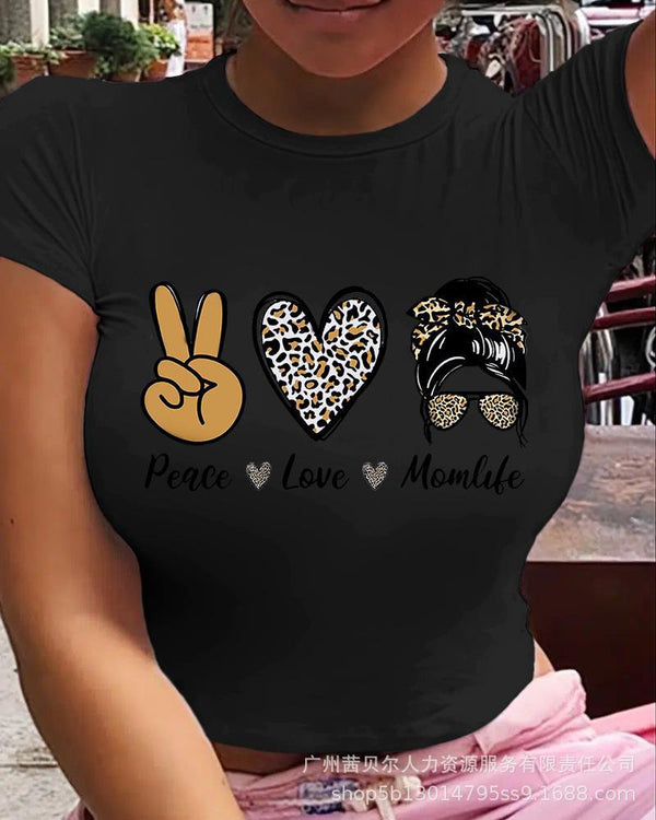 New Foreign Trade 2023 European and American ironing picture casual large size short-sleeved T-shirt