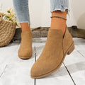 Fashionexportplus size leather boots women's boots pure colorslimming look pointed toe back zipper casualthick sole thick heel boots women's single