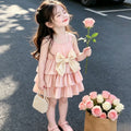 Pink bow tutu dress - girls' summer outfit  - super cute, minimalist, fairy-tale baby sundress