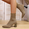 autumn new arrival: plus size chunky heel flyknit boots for women (sizes 36-43) - perfect for cross-border e-commerce, , and  dropshipping