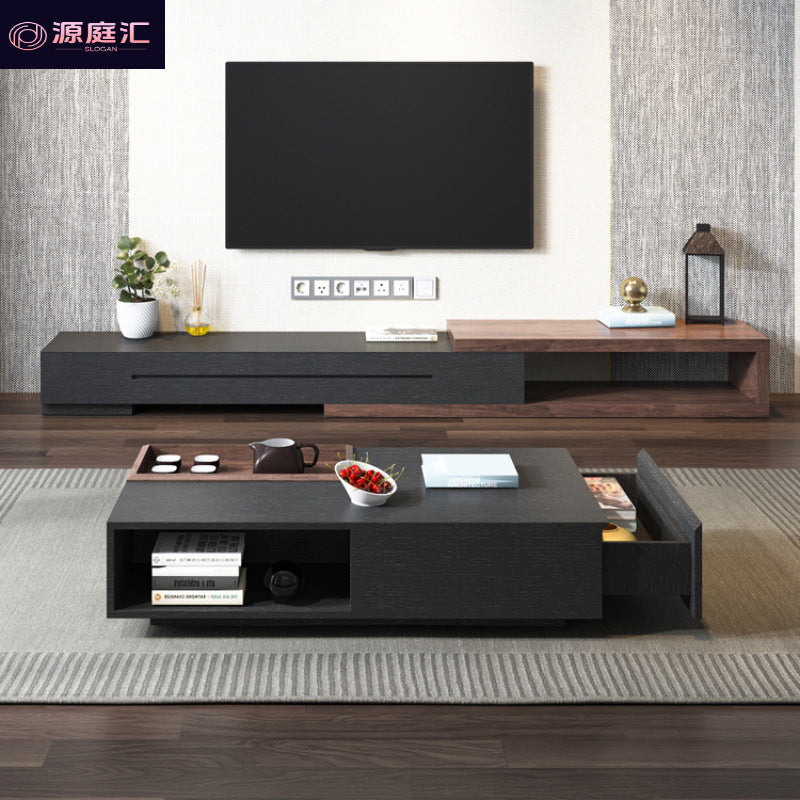 Modern home light luxury black tv cabinet small apartment new style coffee table high-end living room tv stand