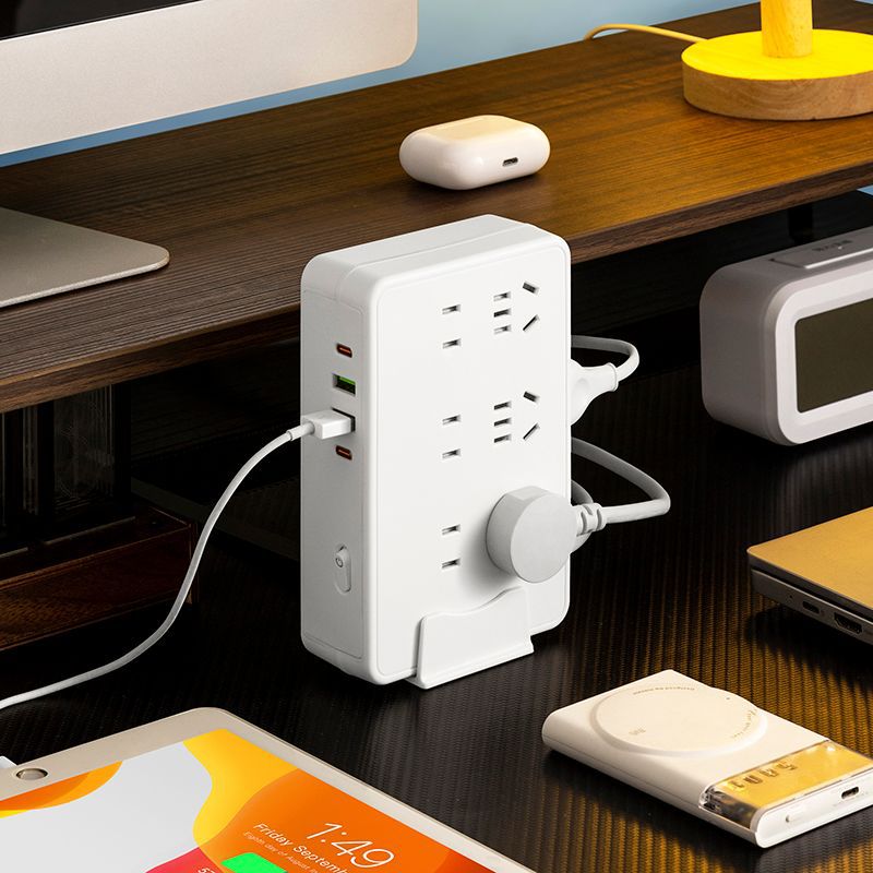 Vertical socket multi-function power strip usb power strip extension cord desktop plug with main switch panel office dormitory