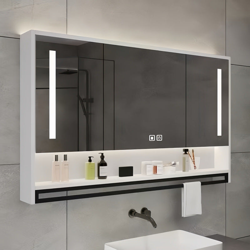 Solid wood bathroom, smart mirror cabinet, separate wall-mounted toilet, storage, defogging mirror, lamp rack, vanity mirror
