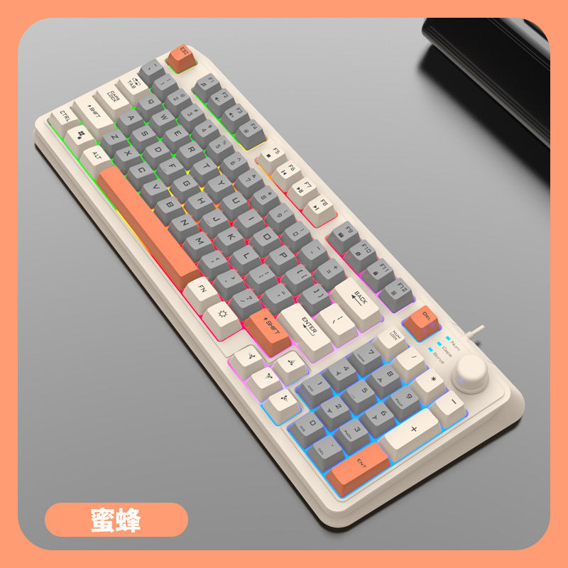 Dazzling silver fox k82 gaming wired keyboard - tri-color backlit, mechanical feel, desktop pc accessory, cross-border private mold
