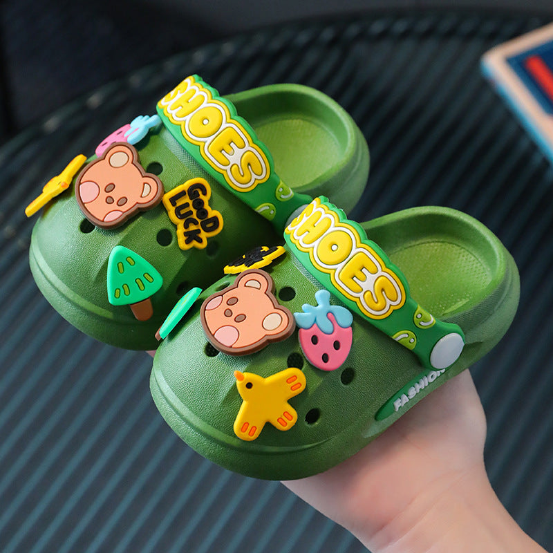 Kids slippers summer girl baby indoor soft bottomnon-slip cartoon cute sandals slippers boy beach hole sandals