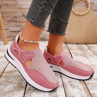 plus size  casualflats women's spring & fall new arrivalthick sole fly woven breathable velcro casual mesh shoes