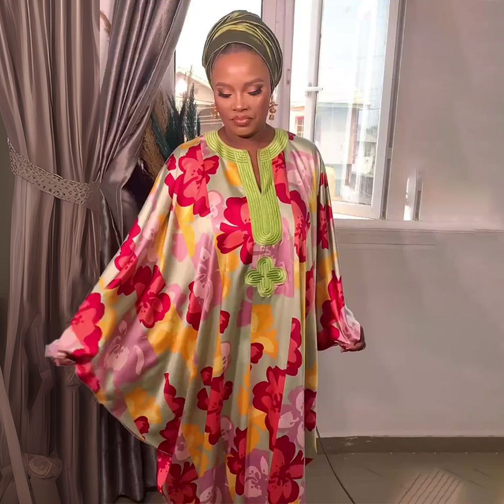 Aliexpress   summer hot selling printing robe fashionplus size african women's dress comes with headscarf