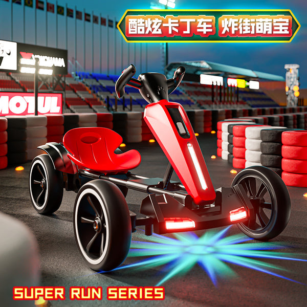 Export the new children's electric car kart four-wheel with remote control baby toy car can sit and fold without installation