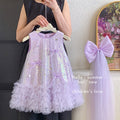 Princess dress  new girls' dress summer chic girls' skirt little girl's stunning sequin mesh dress