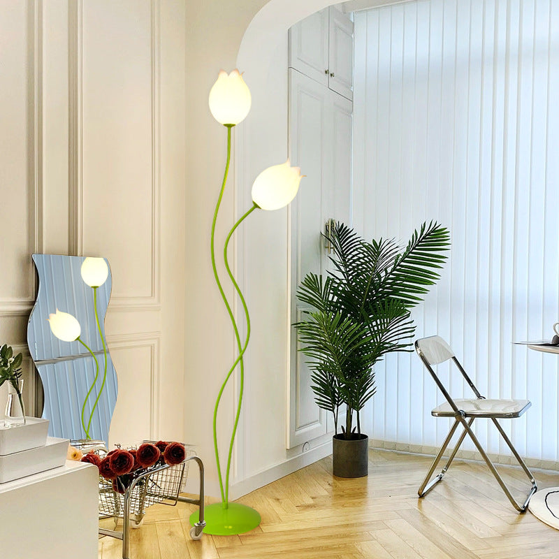 Creamy magnolia creative floor lamp - perfect for living room, sofa side, bedroom bedside, and floral ambiance decoration