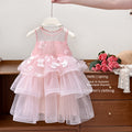 Girls' dress  summer new style chic butterfly embroidery tank dress princess dress