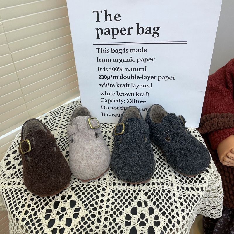 ins children's Birkenstock cotton shoes 2025 winter new Korean version girls plush shoes boys warm beanie shoes