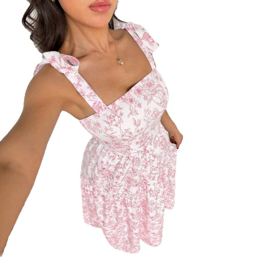 european and american summer  bohemian print sundress