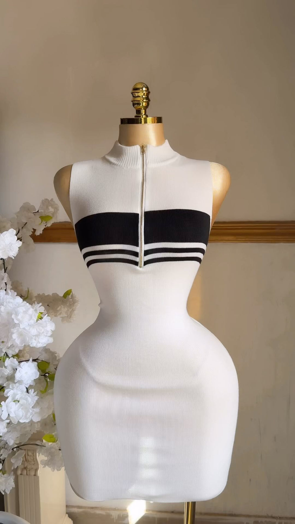 Polo collar stripesknitting vest dress summerclassy pure desire hot girl sexy silmslimming look hip-hugging dress