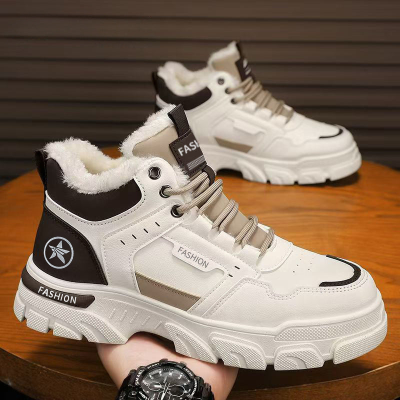 Boots men's 2025new arrivalwinterworkwear shoes men's shoes fleece-linedthickened cotton boots snow boots men's cotton shoes