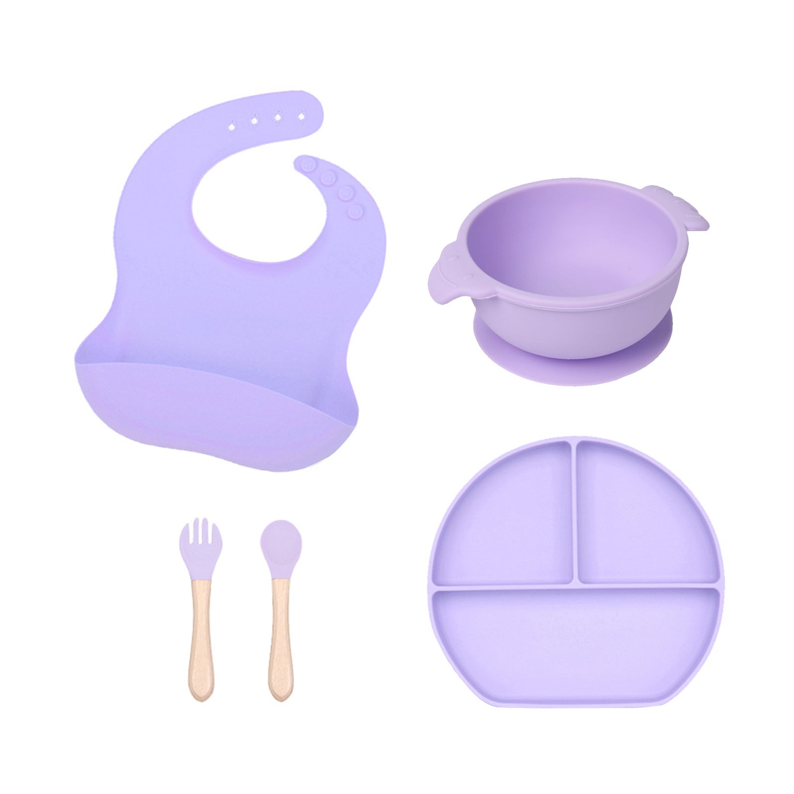 Food grade silicone complementary food bowl baby tableware set with spoon suction cup anti-drop child feeding tableware silicone bowl