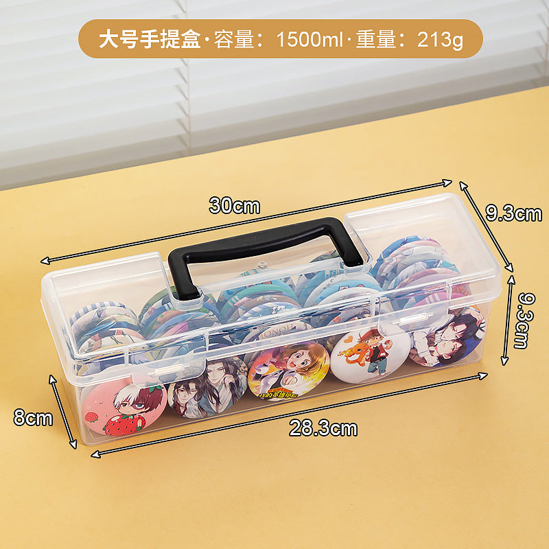 Desktop flip bar storage box, transparent millet peripheral badge box, animation cartoon brooch storage and finishing box