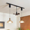 French retro fan light stretchable hover adjustable track restaurant chandelier glass medieval movable ceiling fan light