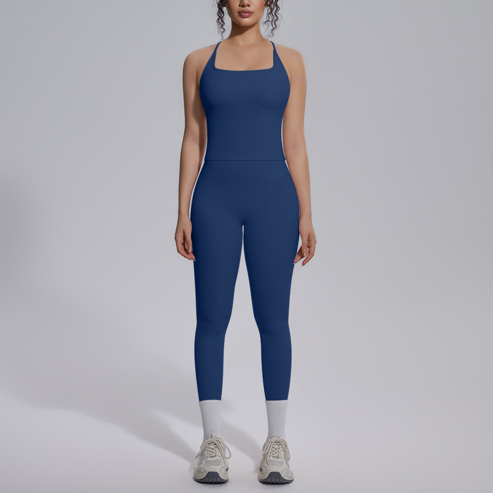 new arrival nude tight-fitting yoga clothes high waist hip lift quick-drying sports beautiful back outdoor running fitness clothes suit