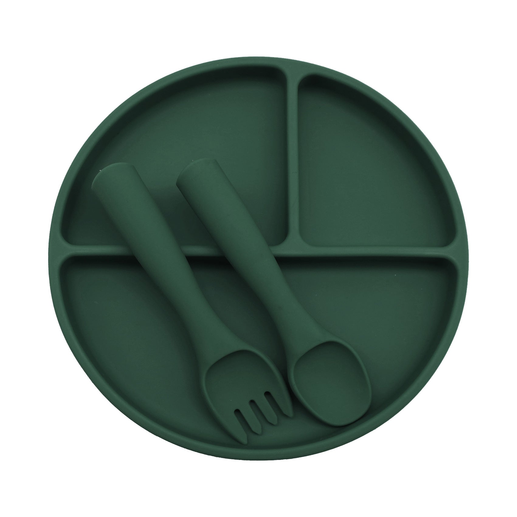 Cross-border wholesale round silicone dinner plate, baby and children's suction cup integrated tableware, learning to eat training grid plate, complementary food bowl