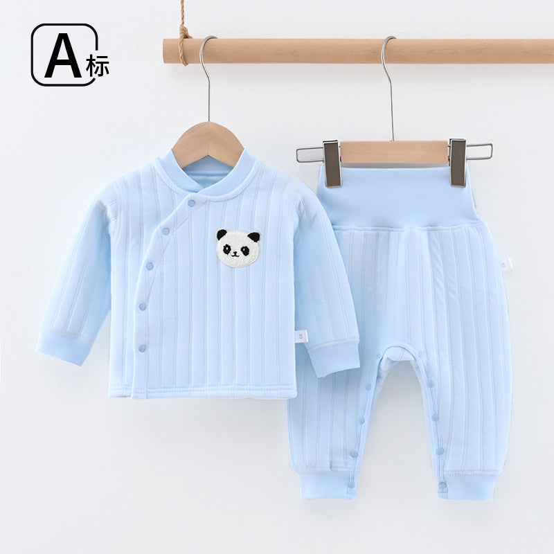 Baby three-layer heattechintimatessuitfall and winter cotton bottom autumn clothes for men and women baby quilted high waist free suit cotton